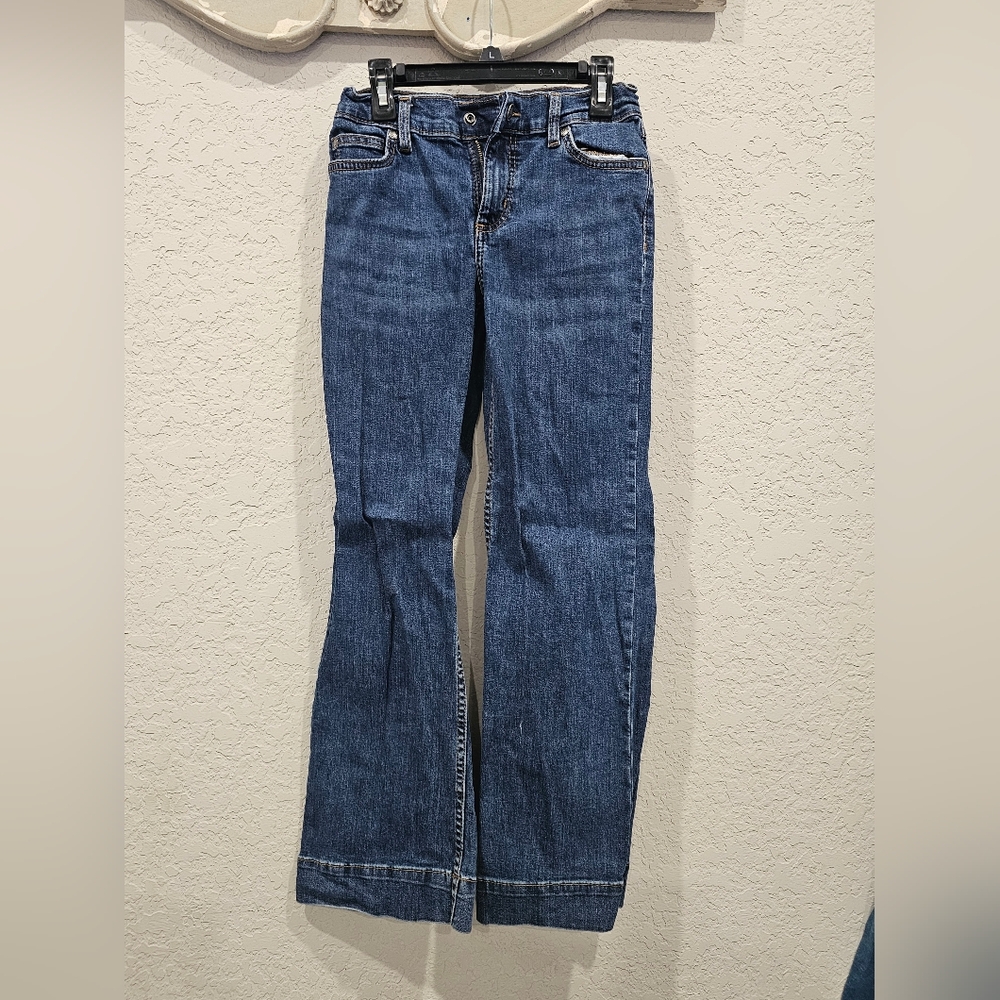 Girl's Flared Jeans in Deep Blue Wash